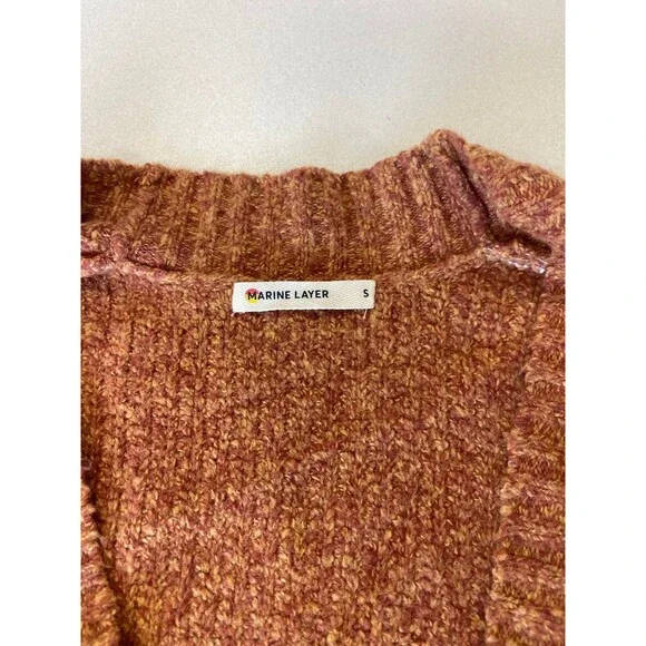 Marine Layer Open Front Cardigan Rust Pockets Small - Picture 2 of 4